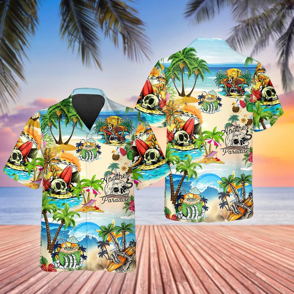 Funny Skull Beach Hawaiian Shirt
