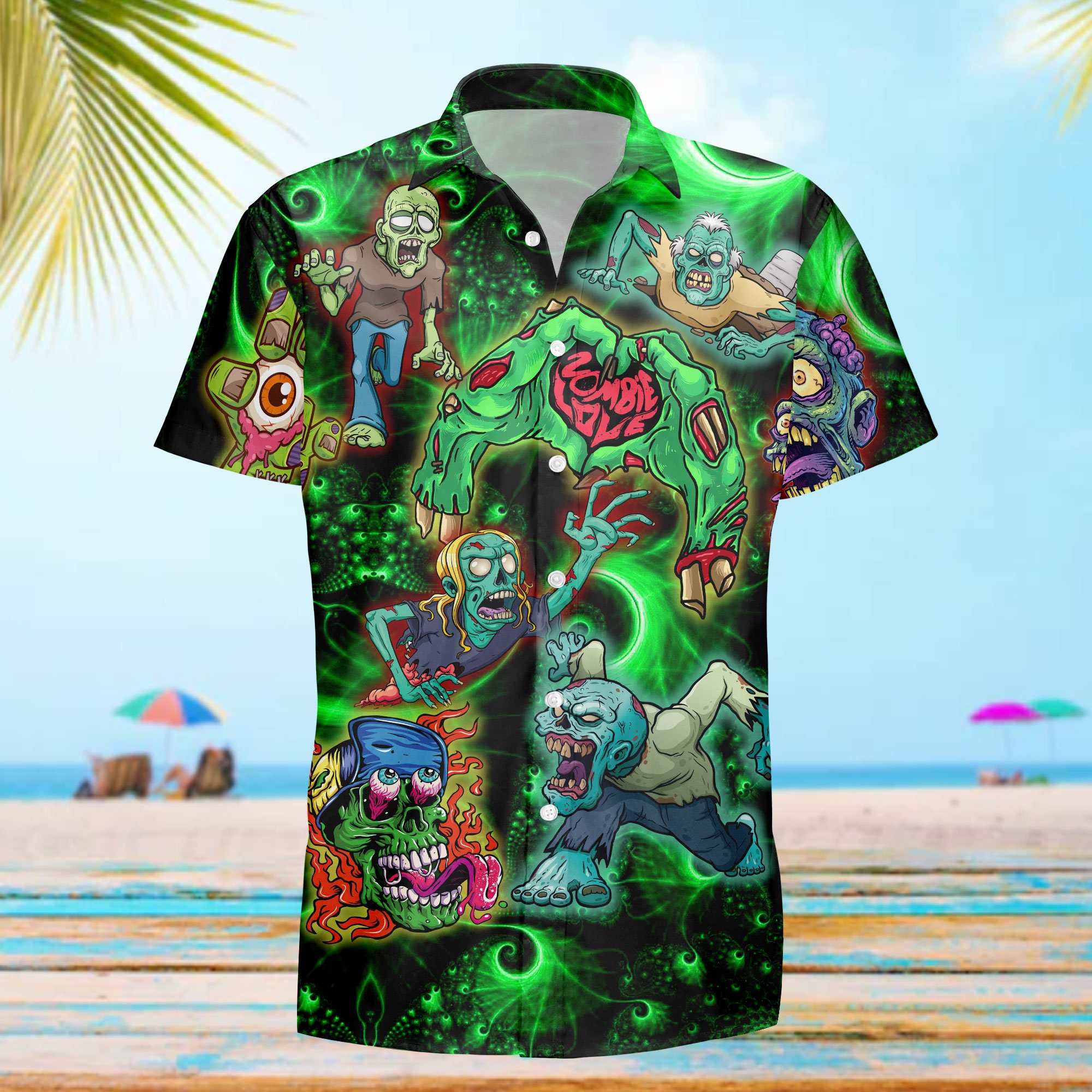 Funny Zombies Eat Brains Hawaiian Shirt