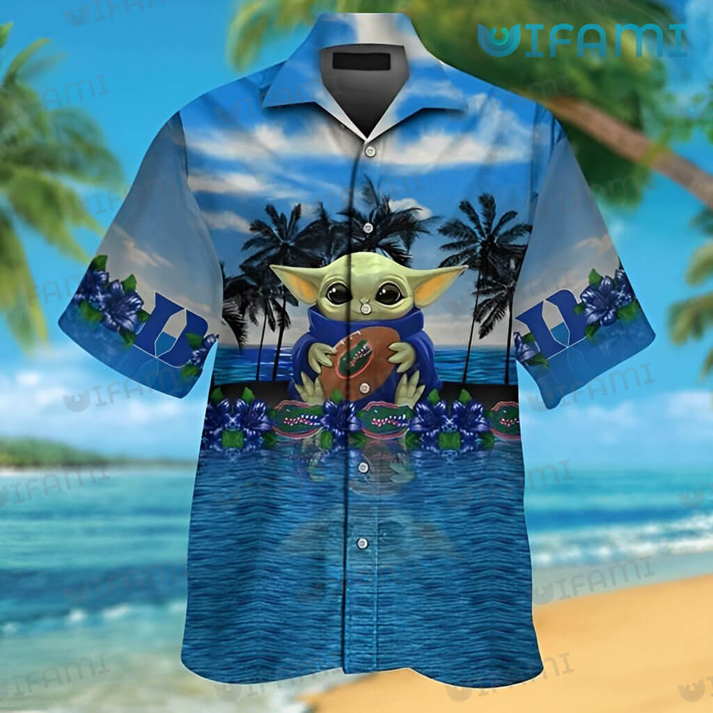 Gators Hawaiian Shirt Baby Yoda Hugs Ball Beach Florida Gators Gift
