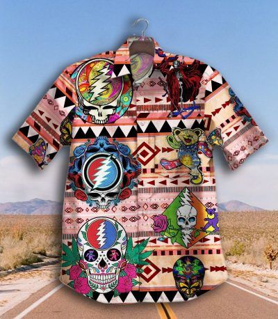 Gettyshirt Skull Tropical Vintage Grateful Dead Cotton Mens Hawaiian Shirt