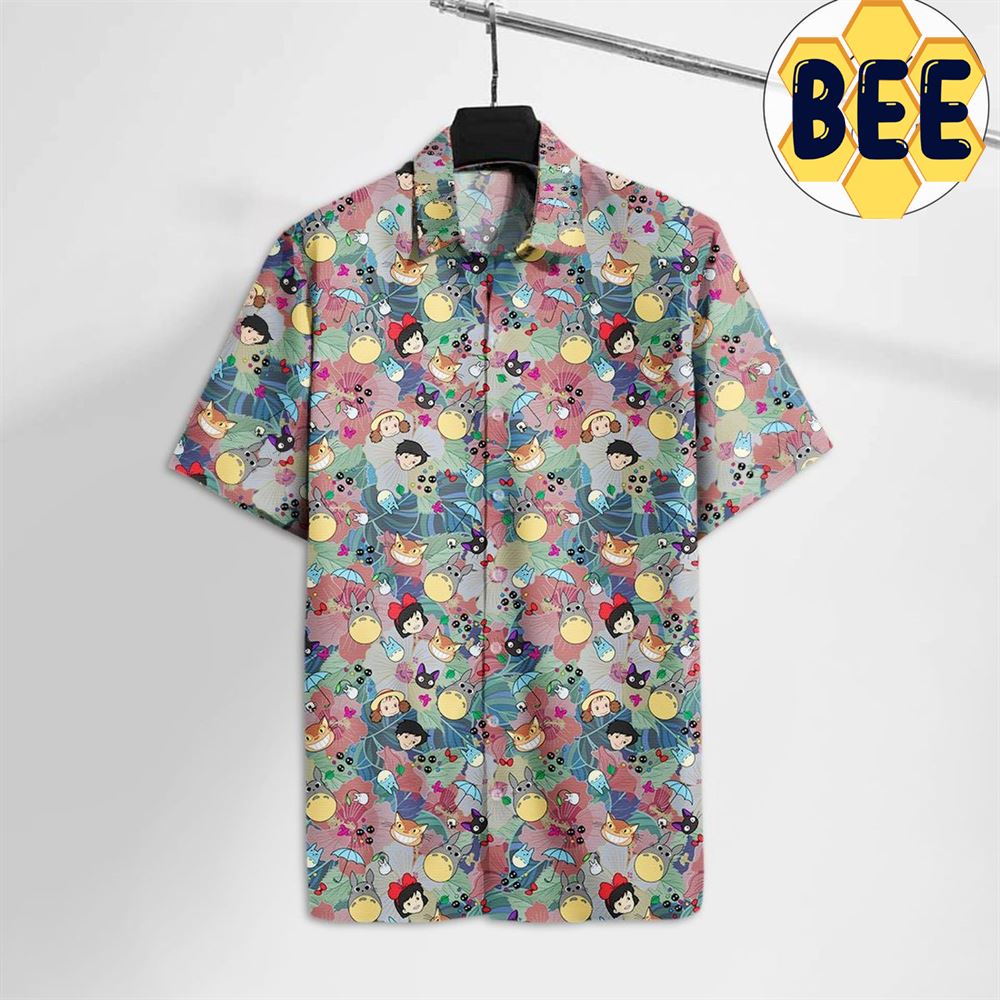 Ghibli Face Emojis Ttoro Jiji Cat Characters Hawaii Shirt-1