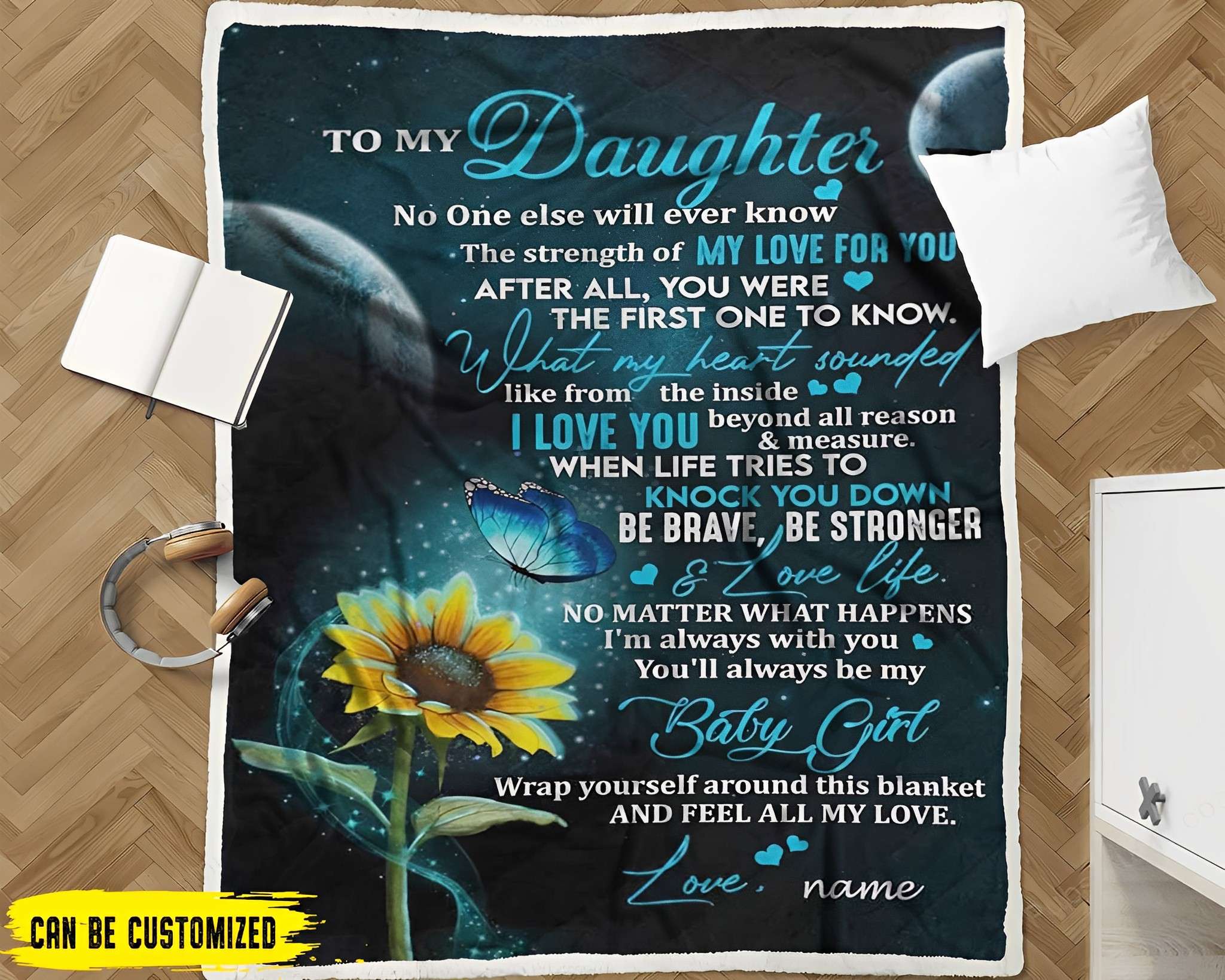 Sunflower I Love My Daughter Quotes To My Daughter Blanket Personalized Gift For Daughter