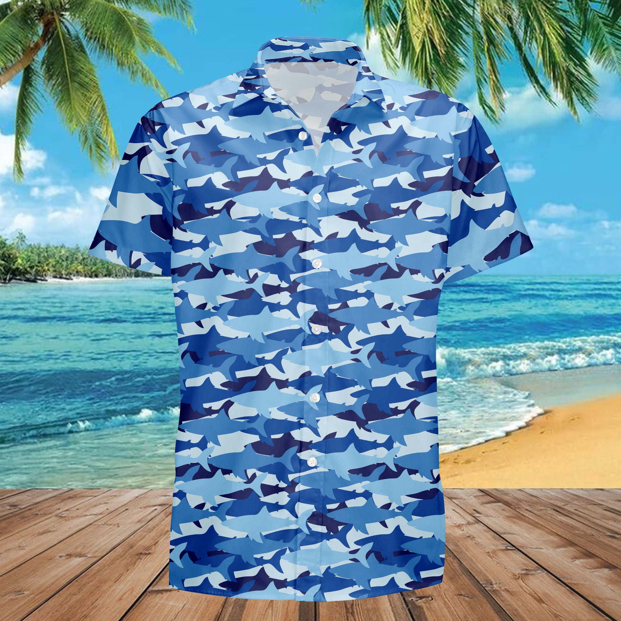 Blue Shark Hawaiian Shirt