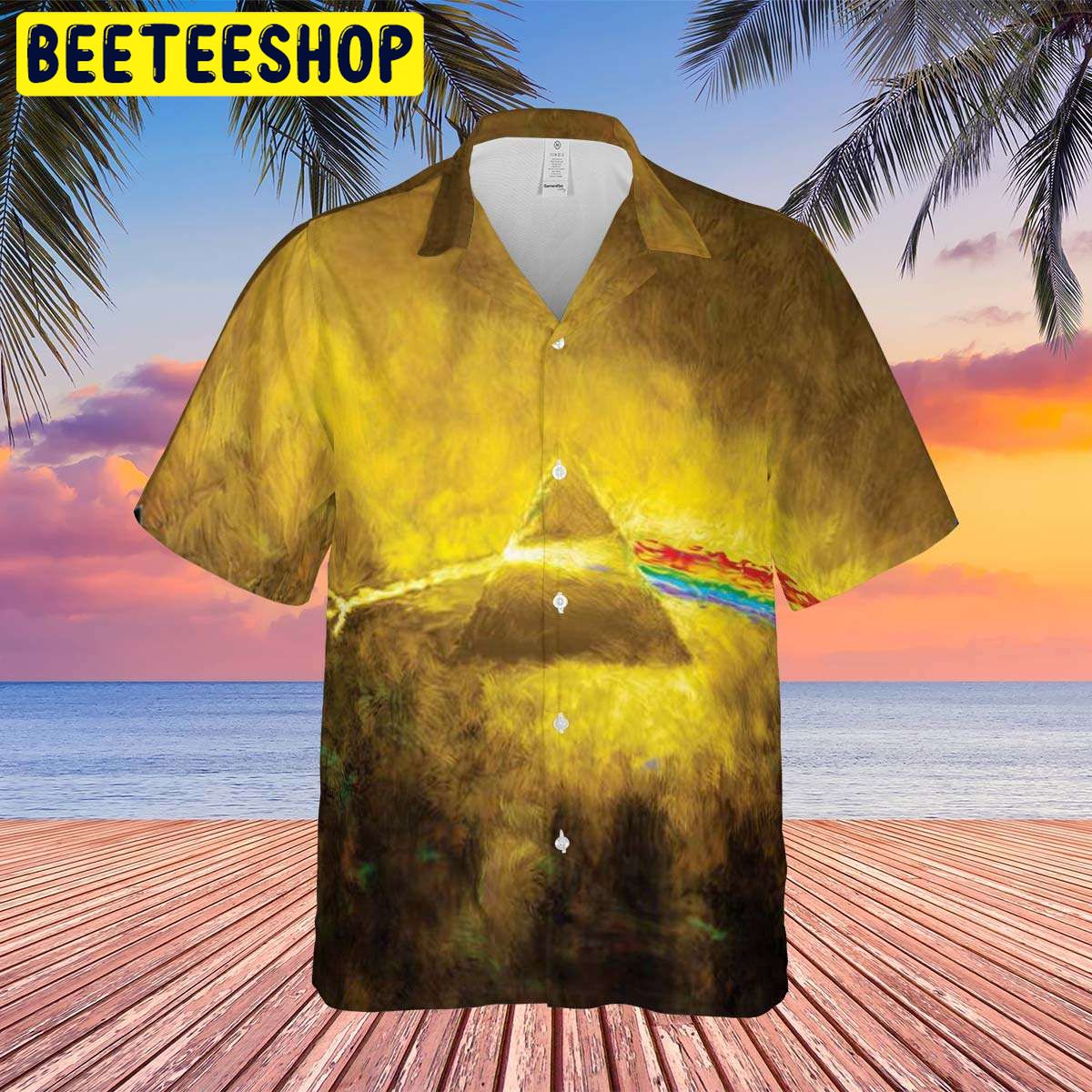 Golden Dark Side Of The Moon Hawaiian Shirt-1