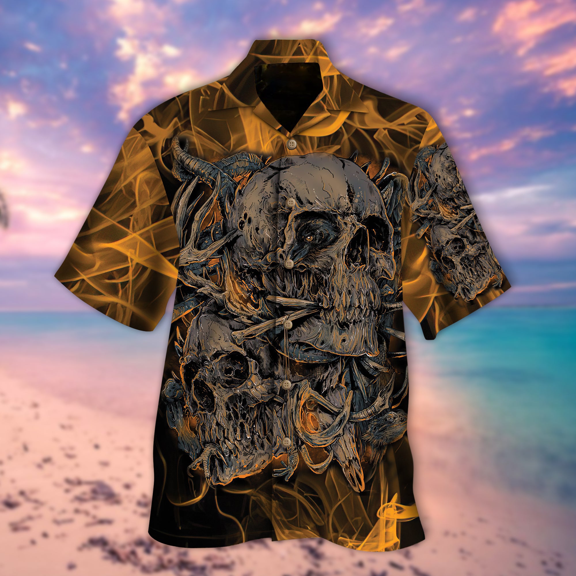 Golden Skull Hawaiian Shirt