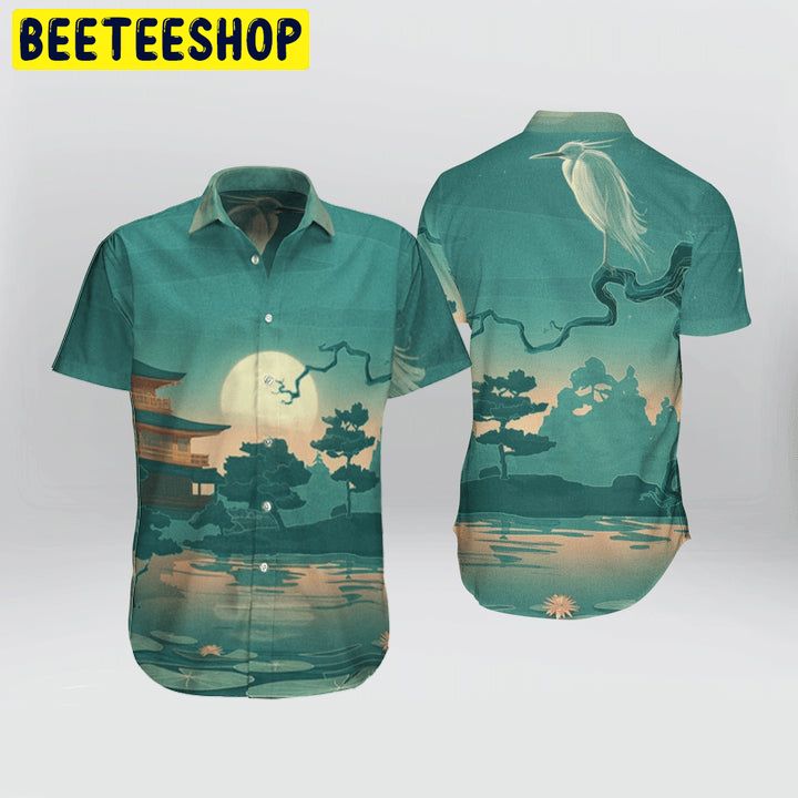 Green Art Japanese Aesthetic Ukiyoe Trending Hawaiian Shirt-1