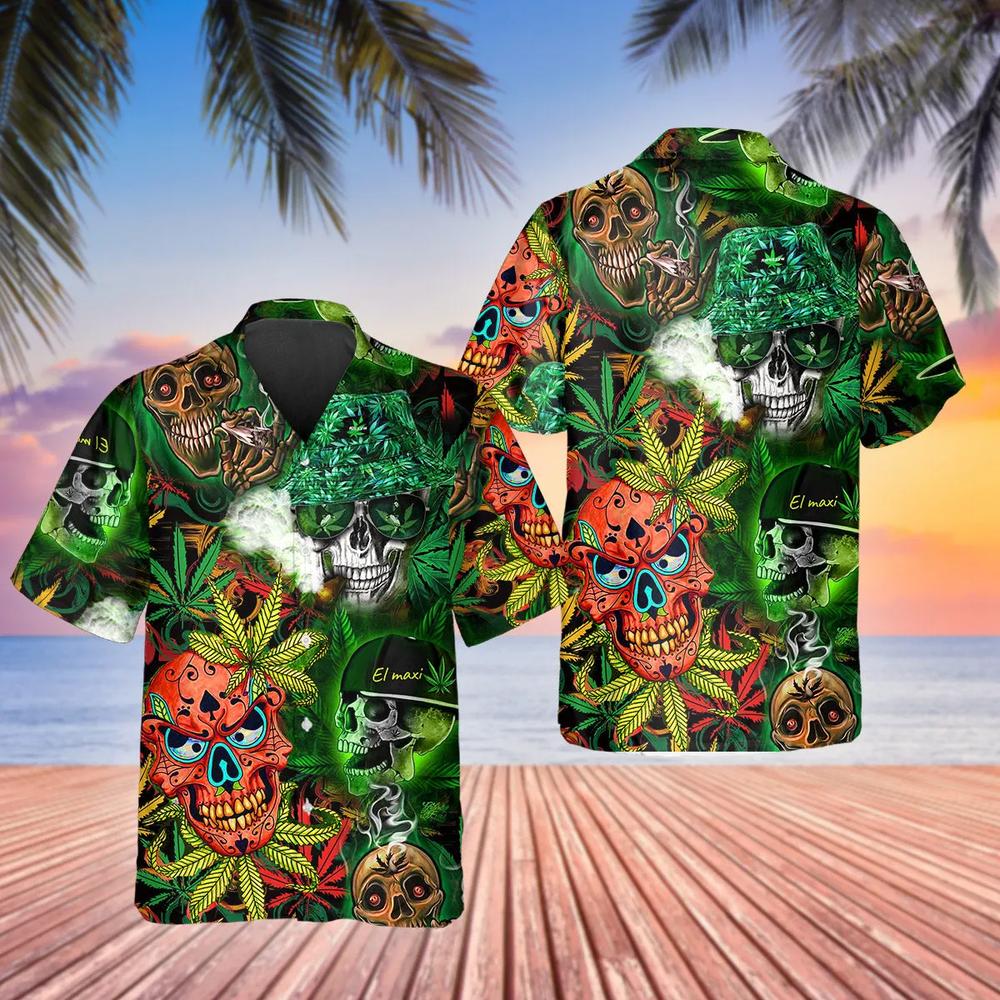 Green Forest Skull Hawaiian Shirt