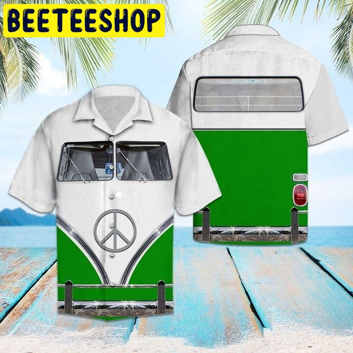 Green Hippie Bus Hawaiian Shirt-1