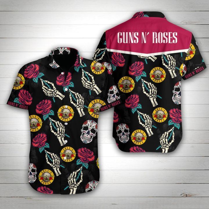 Guns N Roses Skull Hawaiian Shirt-1