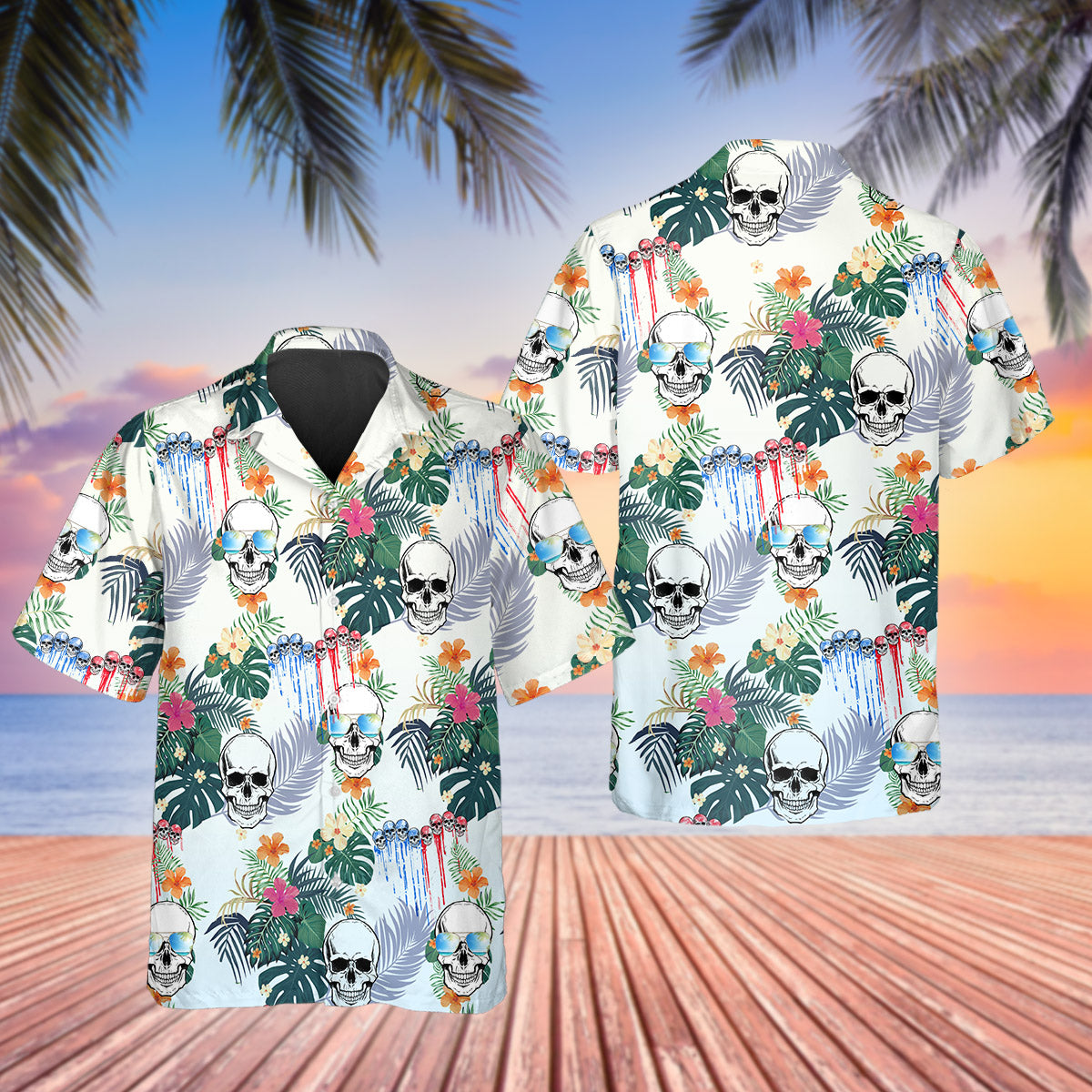 Happy Summer Skull Hawaiian Shirt