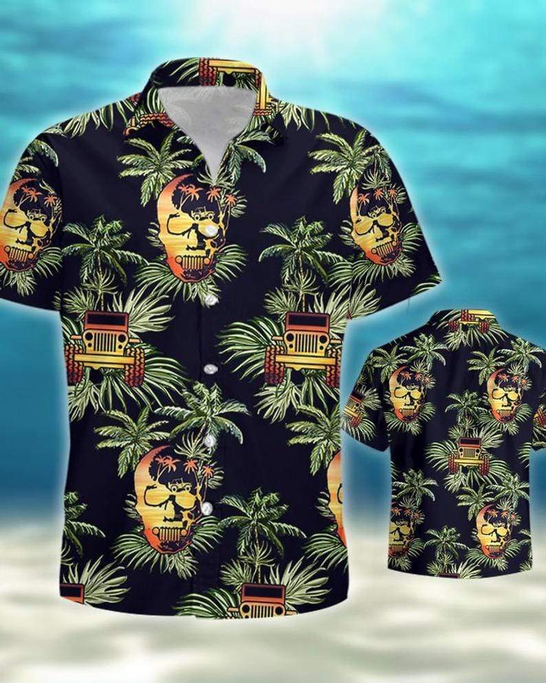 Hawaiian Aloha Shirts Jeep Skull Beach Tropical
