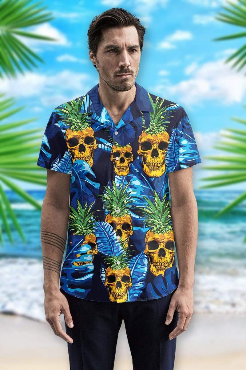 Hawaiian Aloha Shirts Skull Pineapple Tropical Hawaiian Shirt