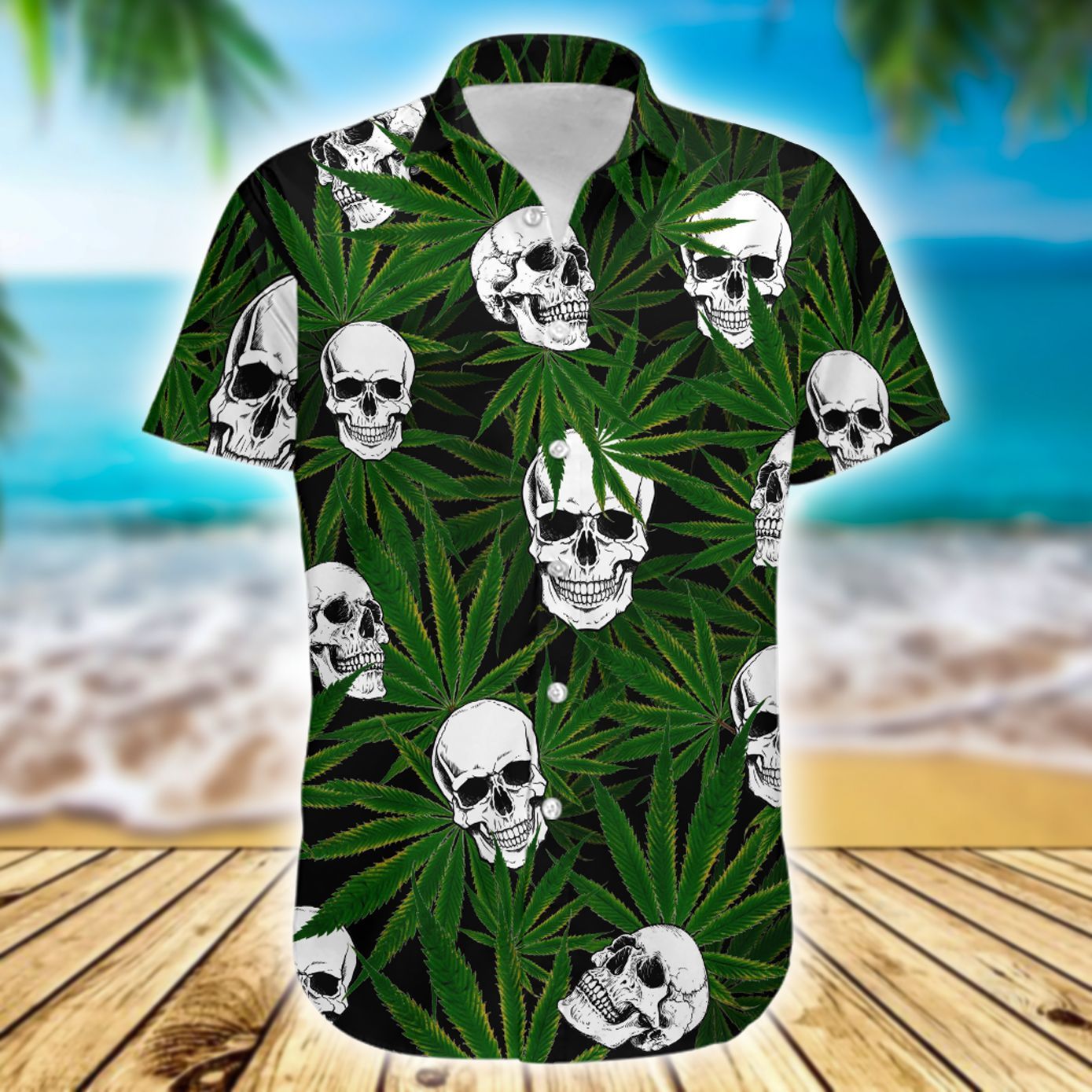 Higozy™ Weed Skull – Hawaiian Shirt