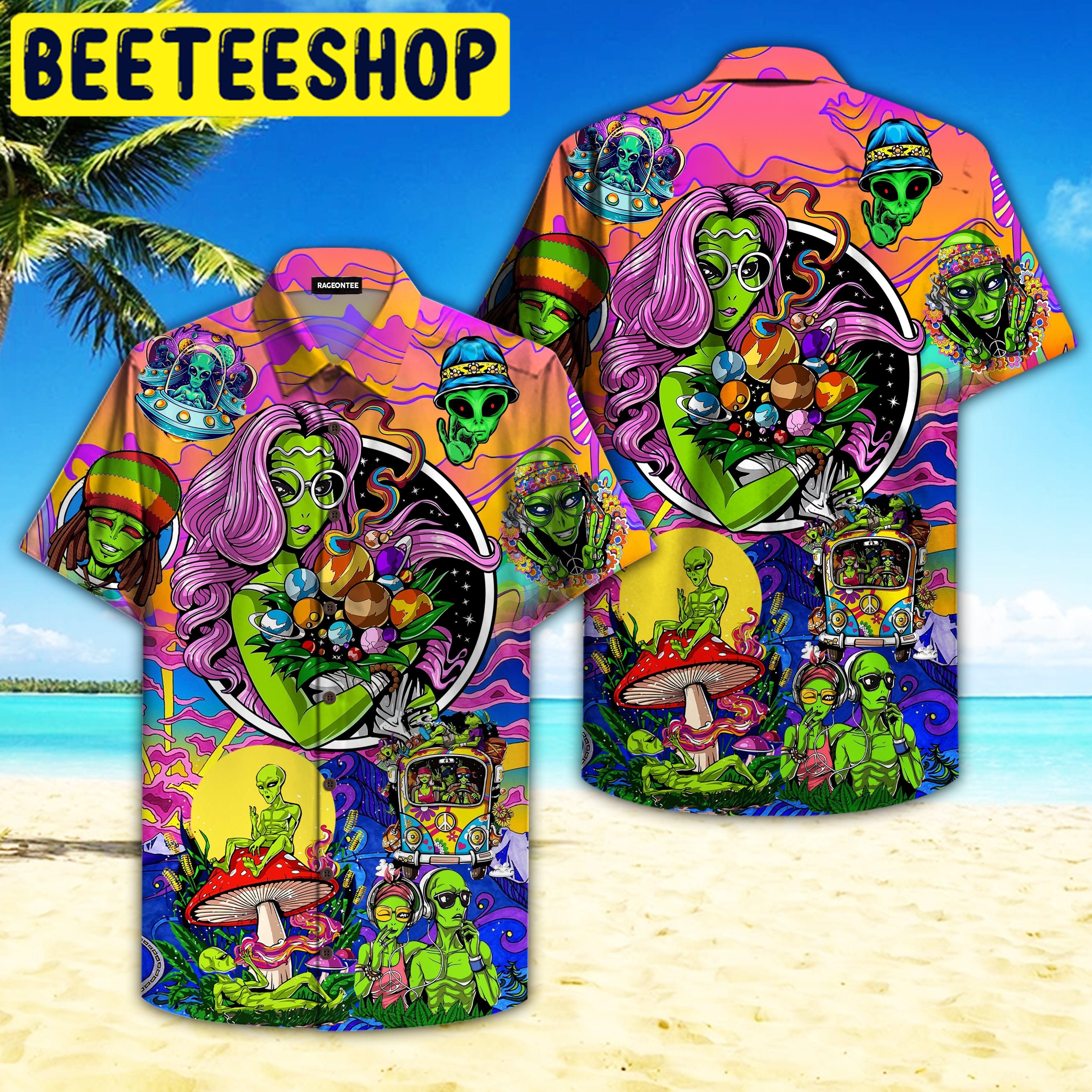 Hippie Alien Peace Life Color Limited Hawaiian Shirt-1