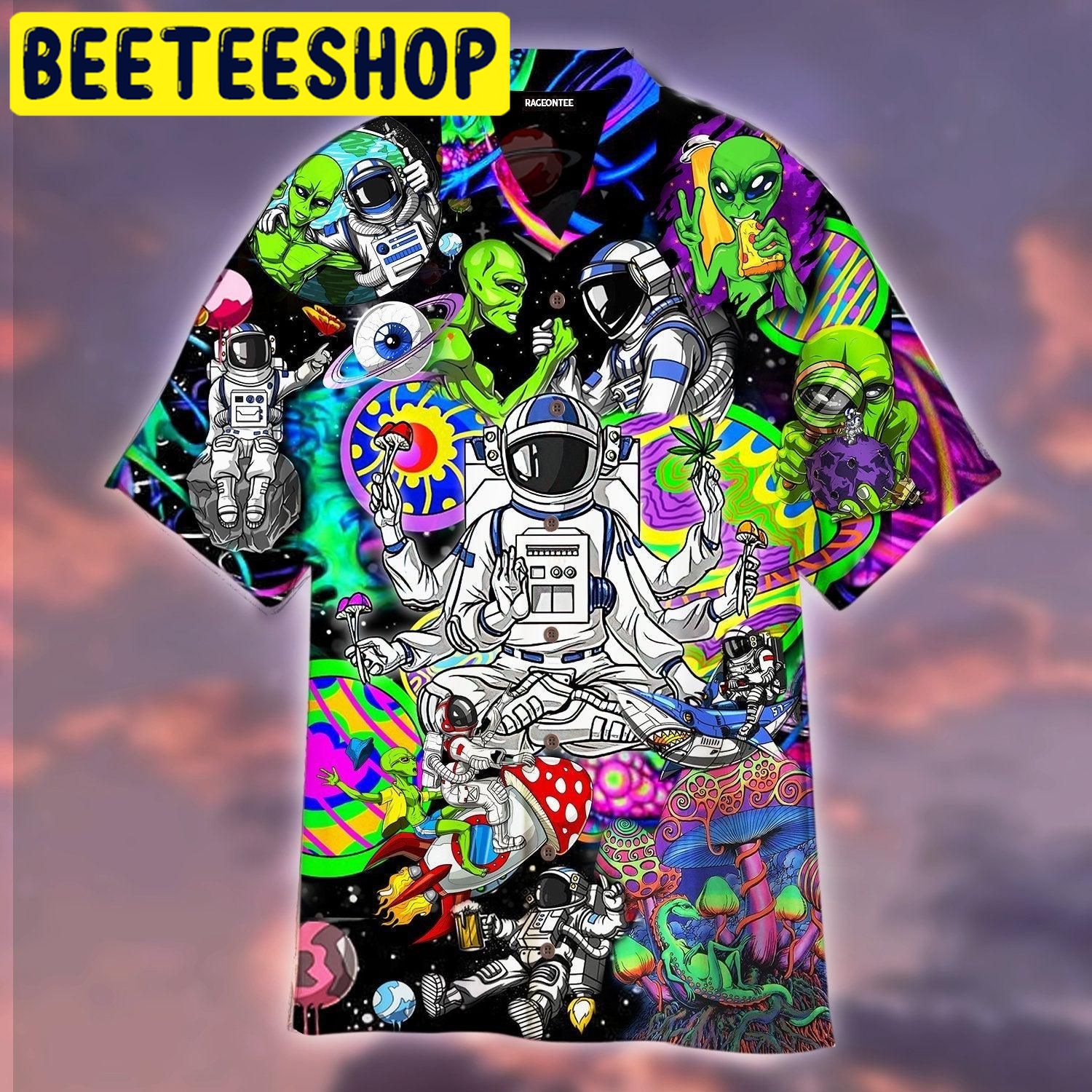 Hippie Astronaut And Alien Hawaiian Shirt-1