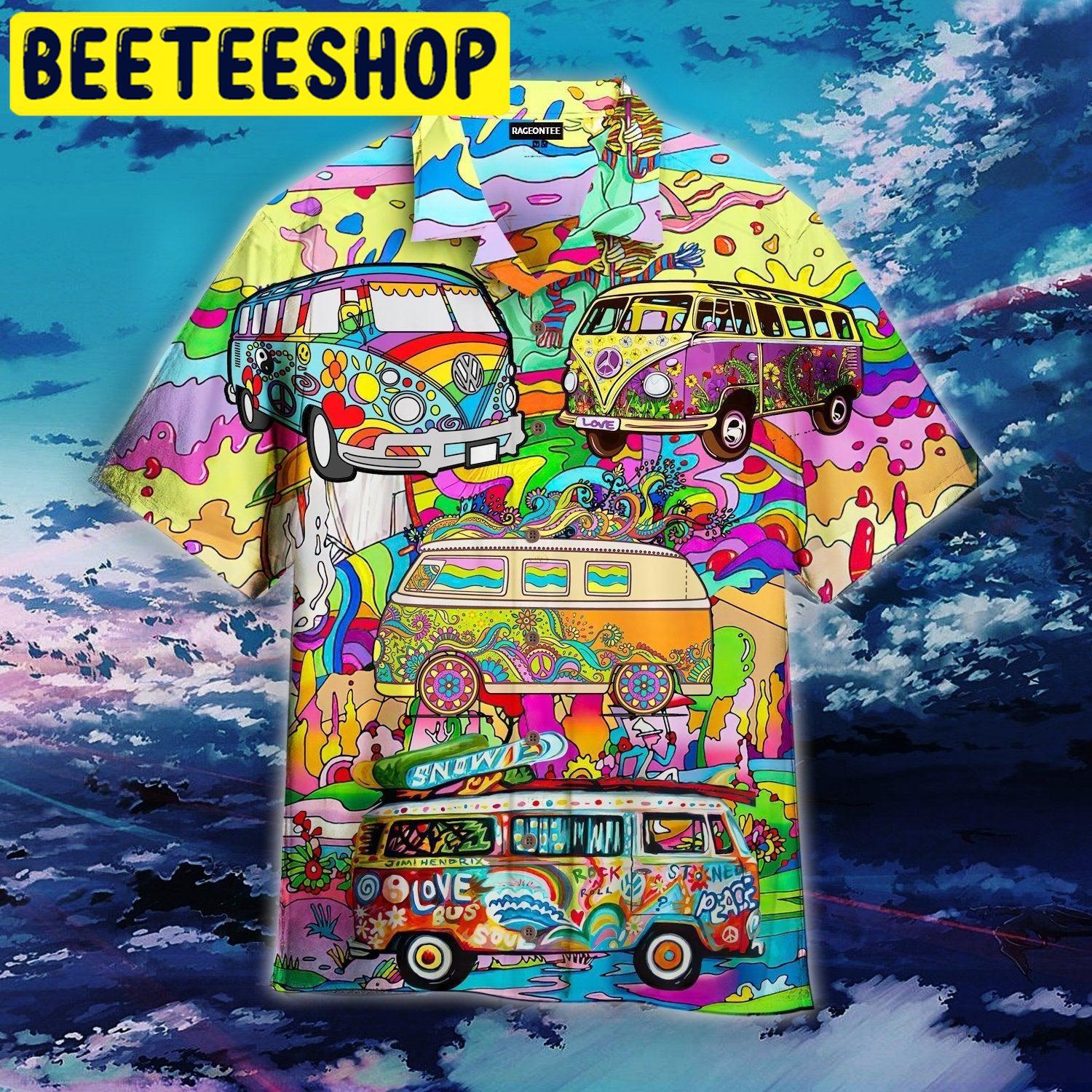 Hippie Bus Peace Life Color Limited Hawaiian Shirt-1