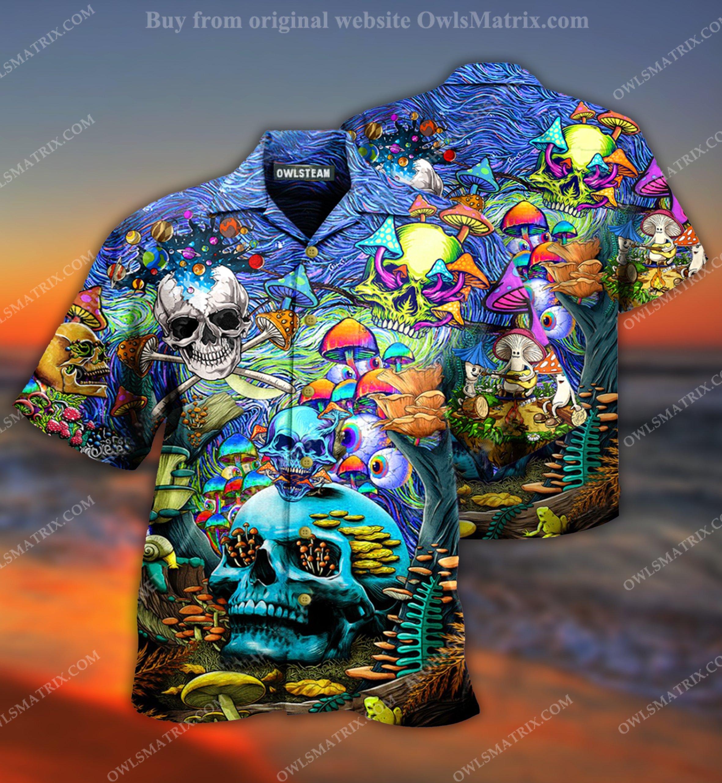 Hippie Die Once Live Forever Skull Mushroom Limited – Hawaiian Shirt