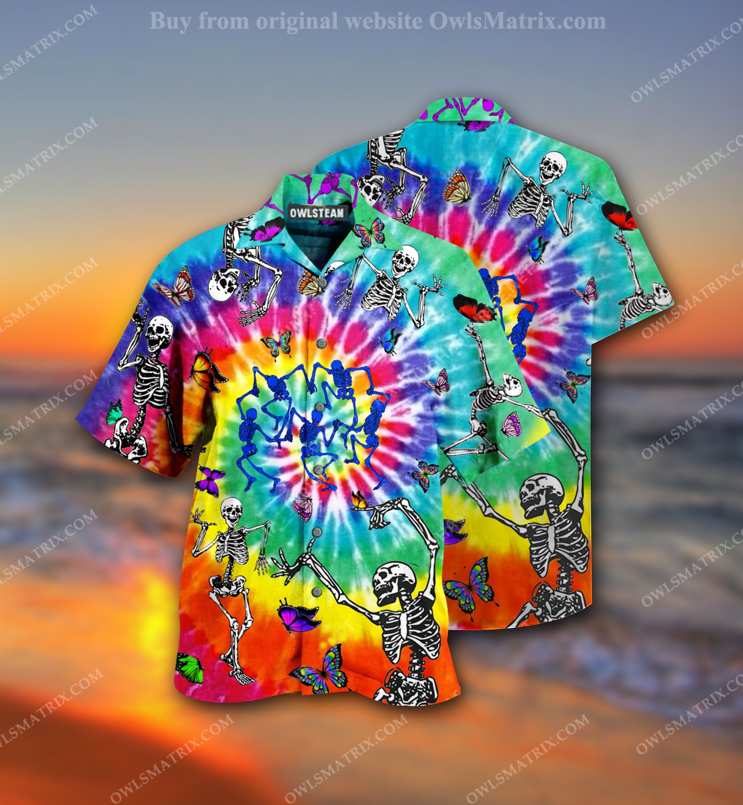 Hippie Skull Dancing With Butterfly Limited – Hawaiian Shirt