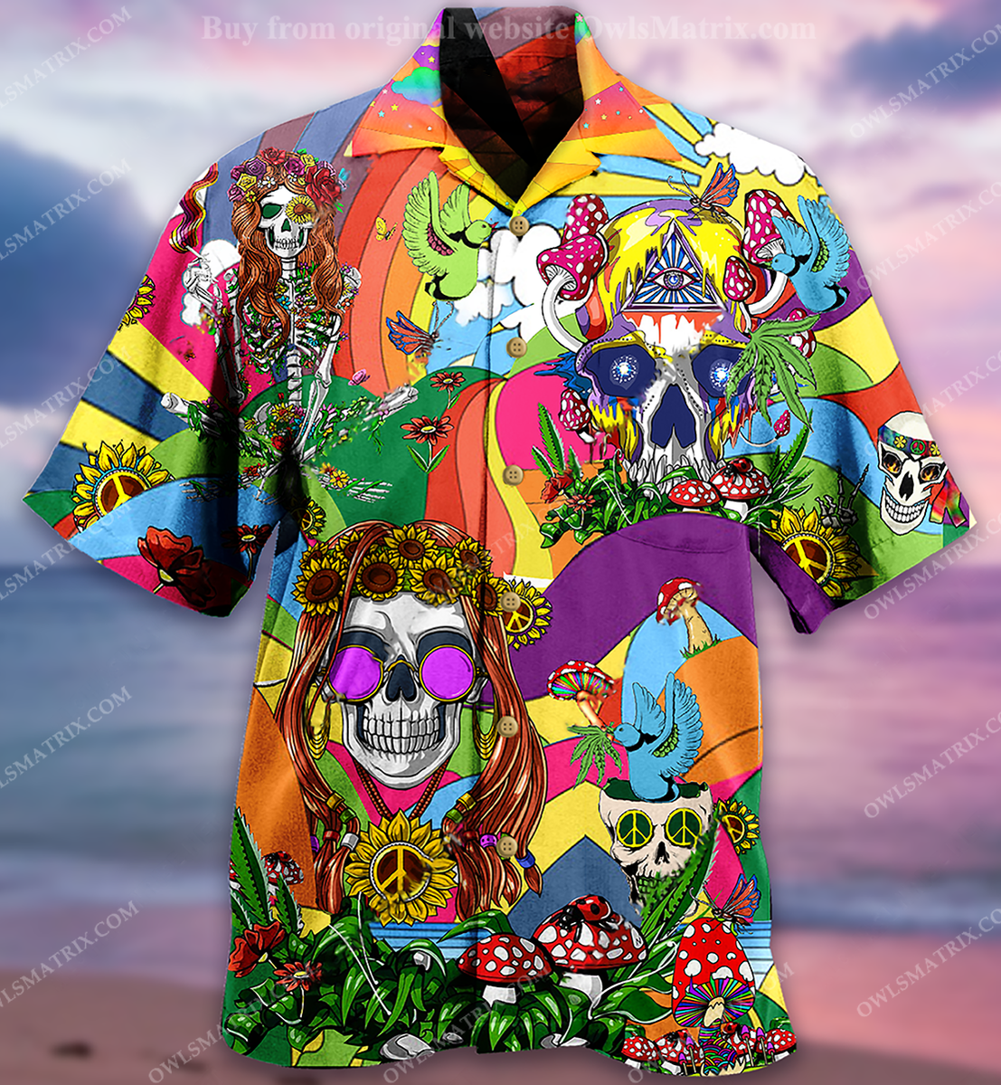Hippie Skull Peace Life Color Limited – Hawaiian Shirt