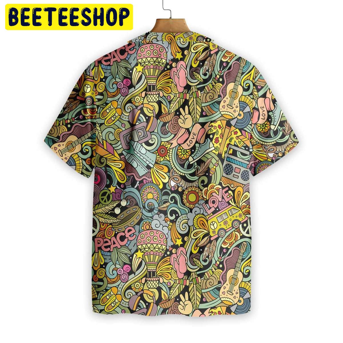 Hippie Style Doodles Illustration Trending Hawaiian Shirt-1