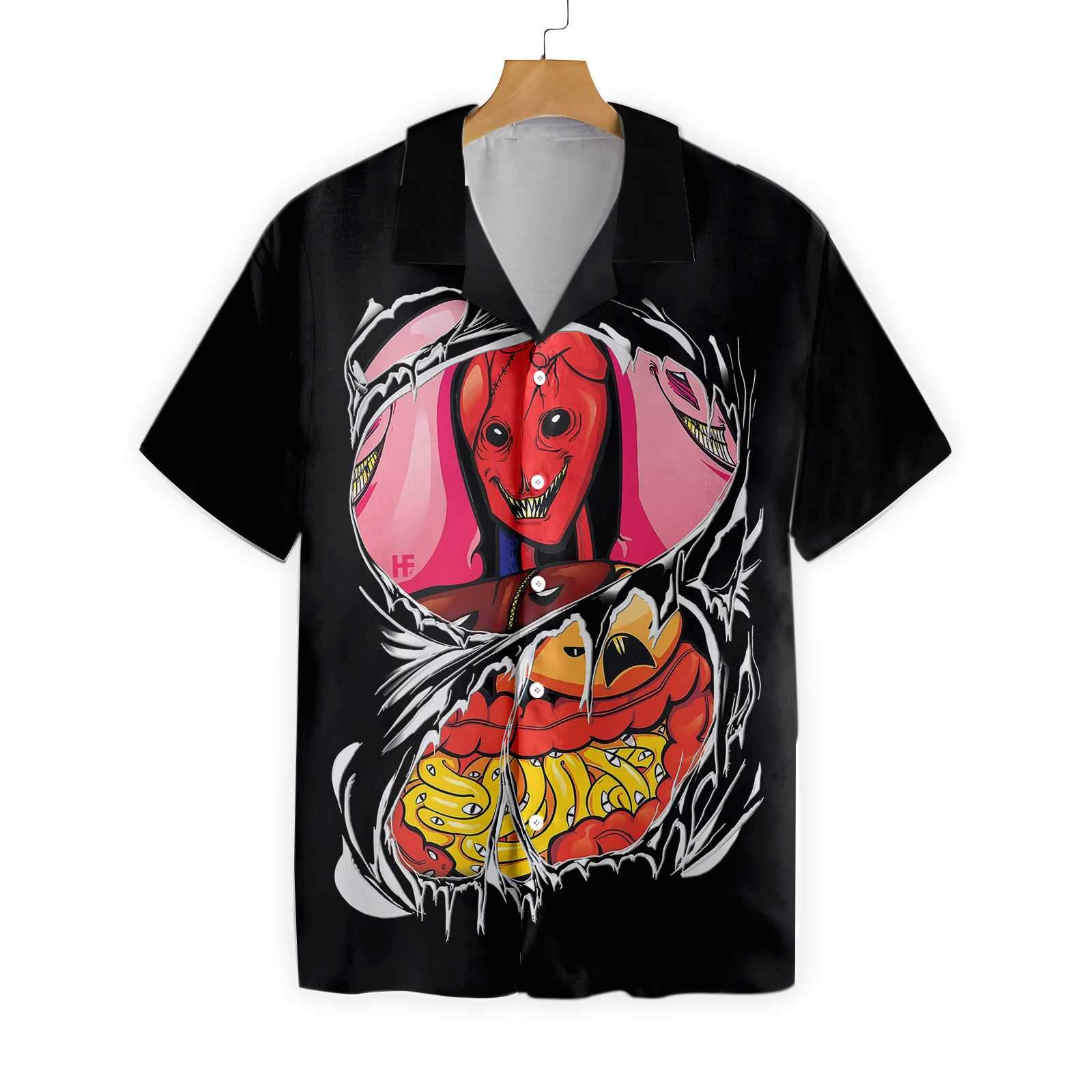 Horror Human Guts Halloween Hawaiian Shirt-1