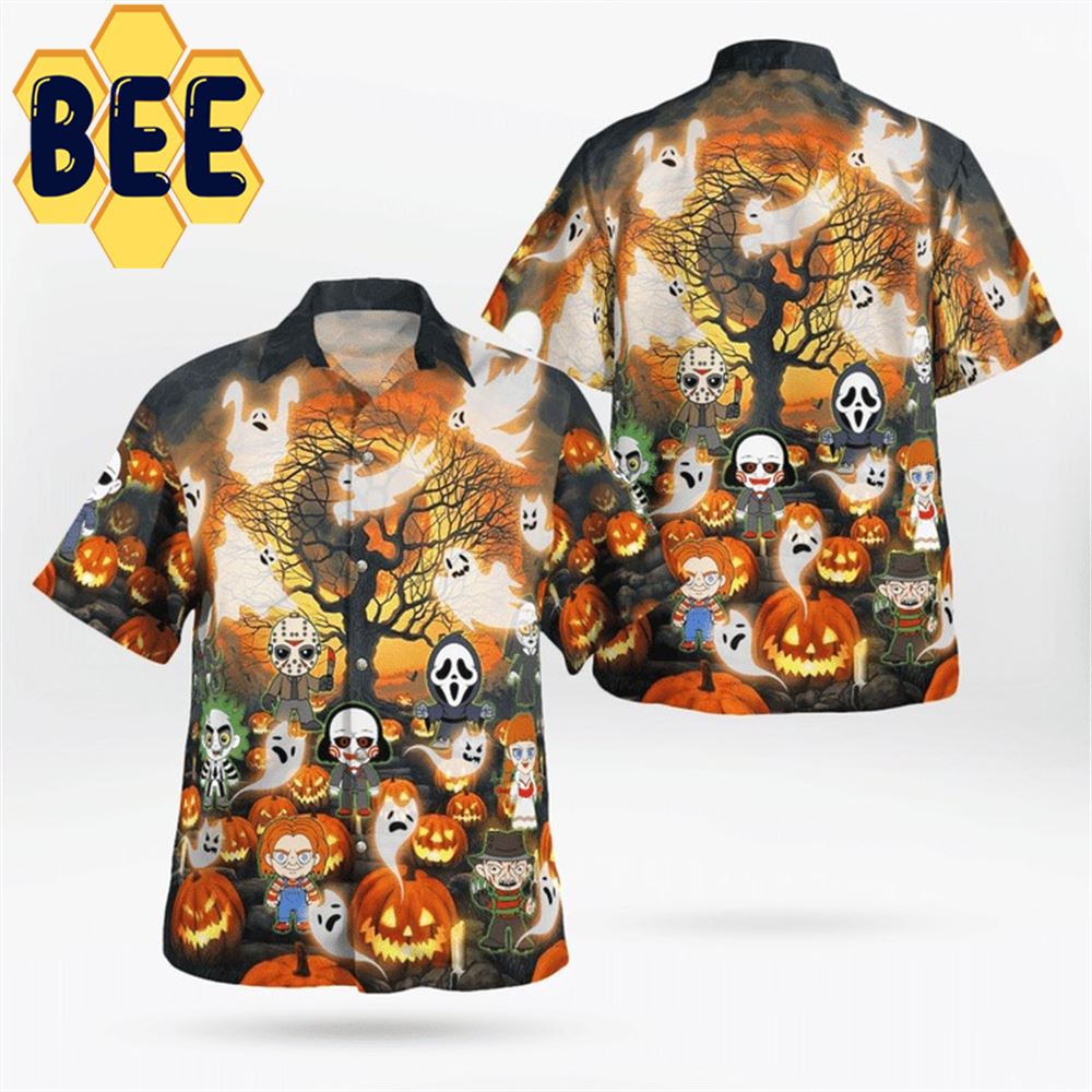 Horror Killers Chibi Halloween Hawaiian Shirt-1