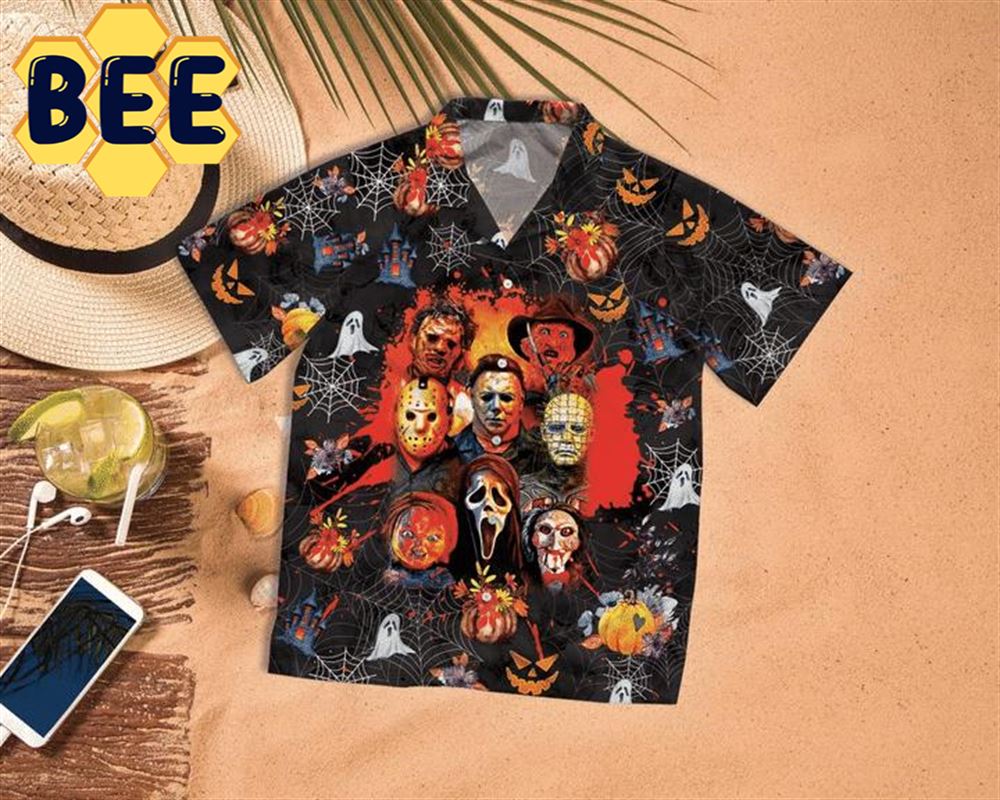 Horror Squad Characters Halloween Hawaiian Shirt-1