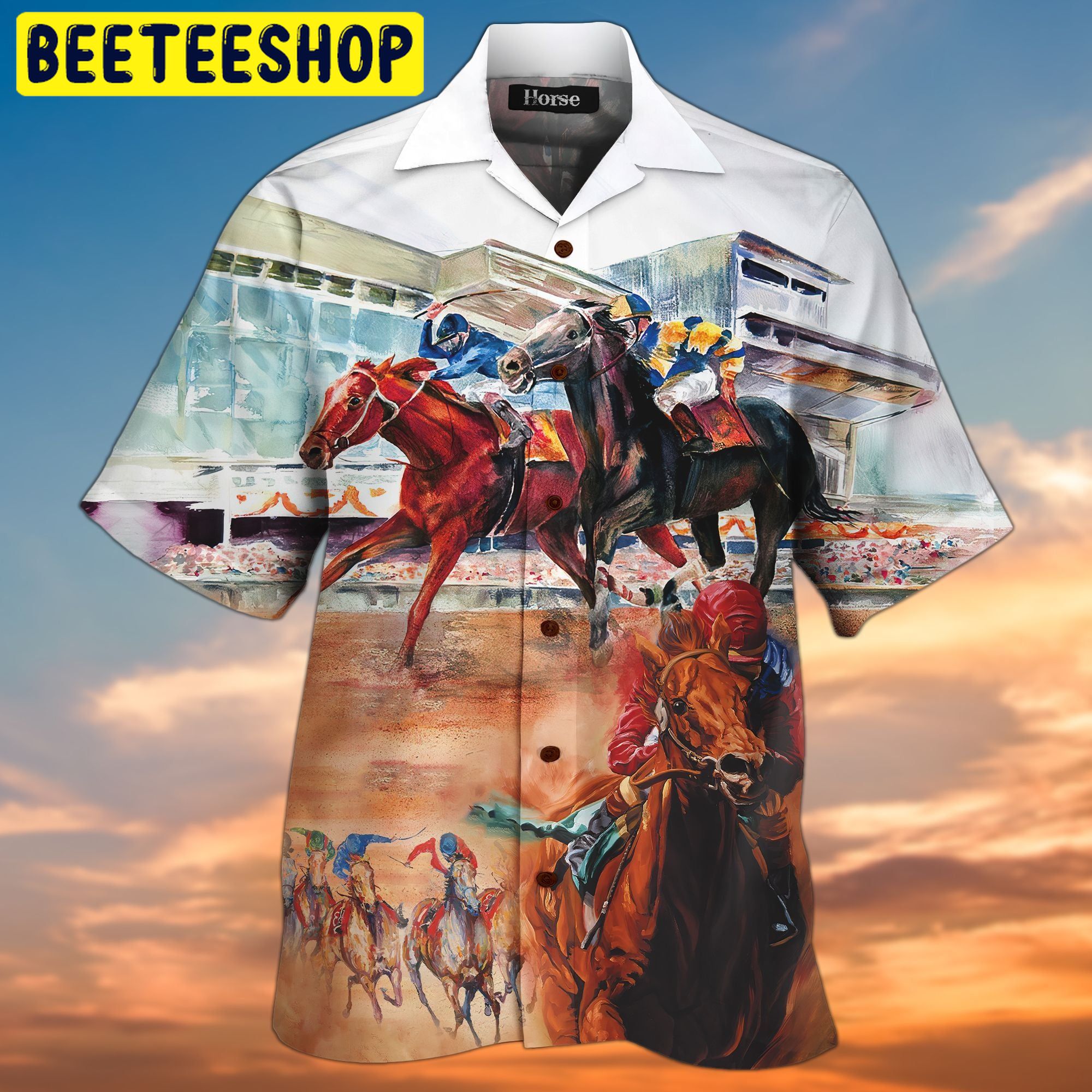 Horse Racing 3d All Over Printed Trending Hawaiian Shirt-1
