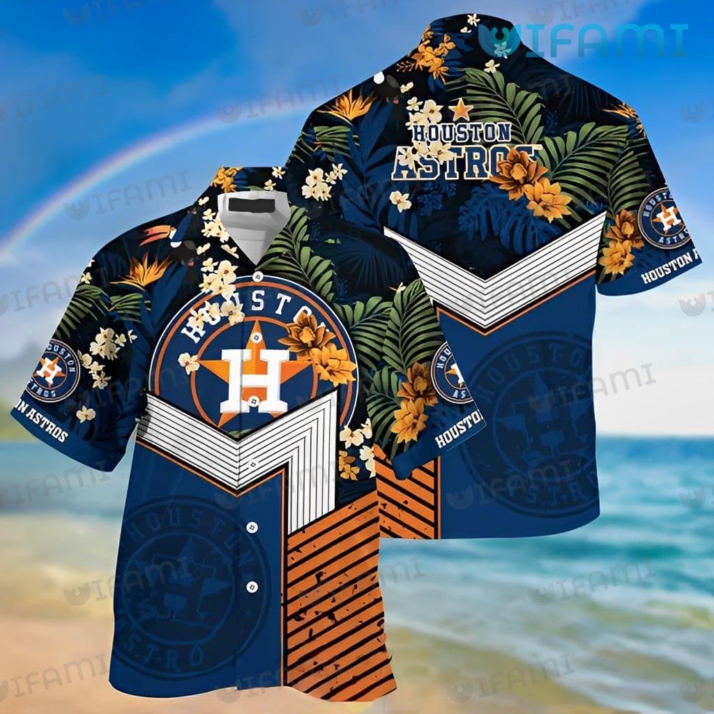 Houston Astros Hawaiian Shirt Tropical Flower Palm Leaves Astros Gift