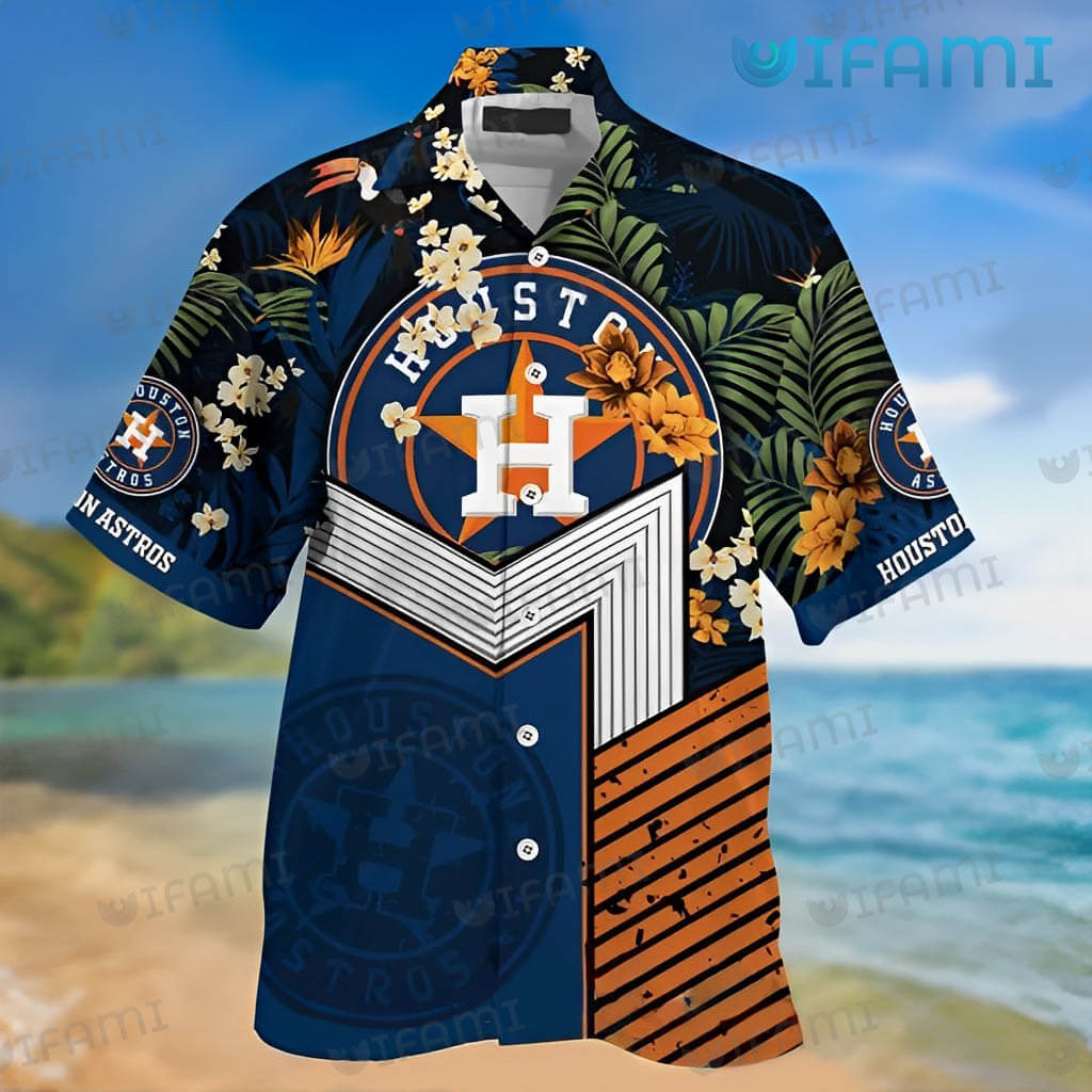 Houston Astros Hawaiian Shirt Tropical Flower Palm Leaves Astros Gift