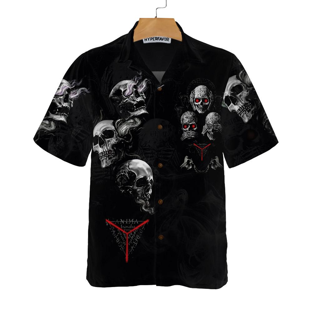 Idgaf Skull Hawaiian Shirt Halloween Black Gothic Skull Shirt For Men And Women