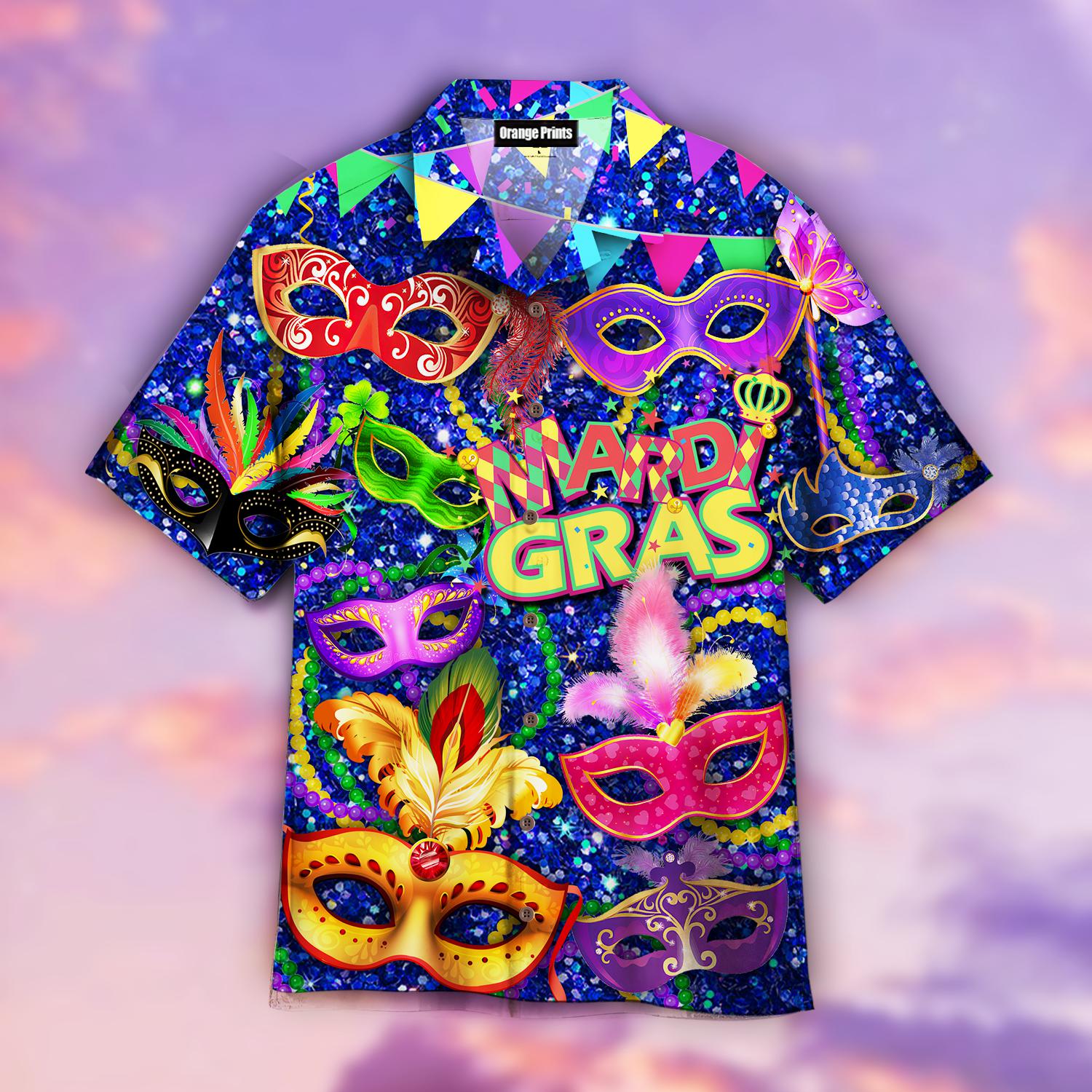 Im Just Here For The Beads Mardi Gras Fat Tuesday Carnival Hawaiian Shirt