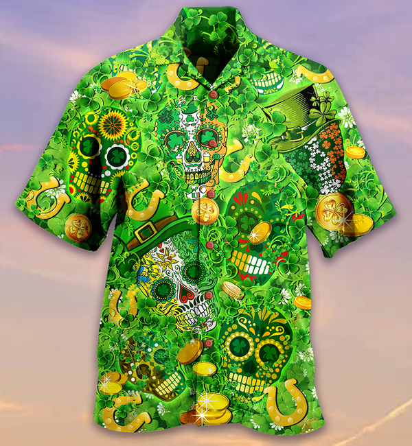 Irish Love Skull Happy And Gold Limited Edition – Hawaiian Shirt