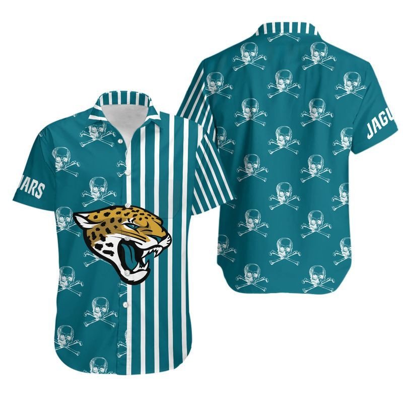Jacksonville Jaguars Stripes And Skull Hawaiian Shirt For Fans-1