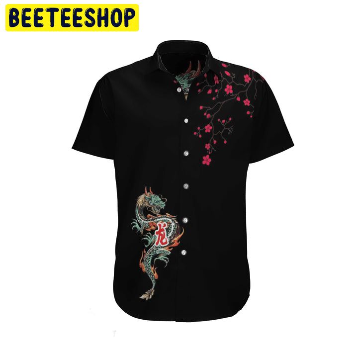 Japanese Dragon Sakura Trending Hawaiian Shirt-1