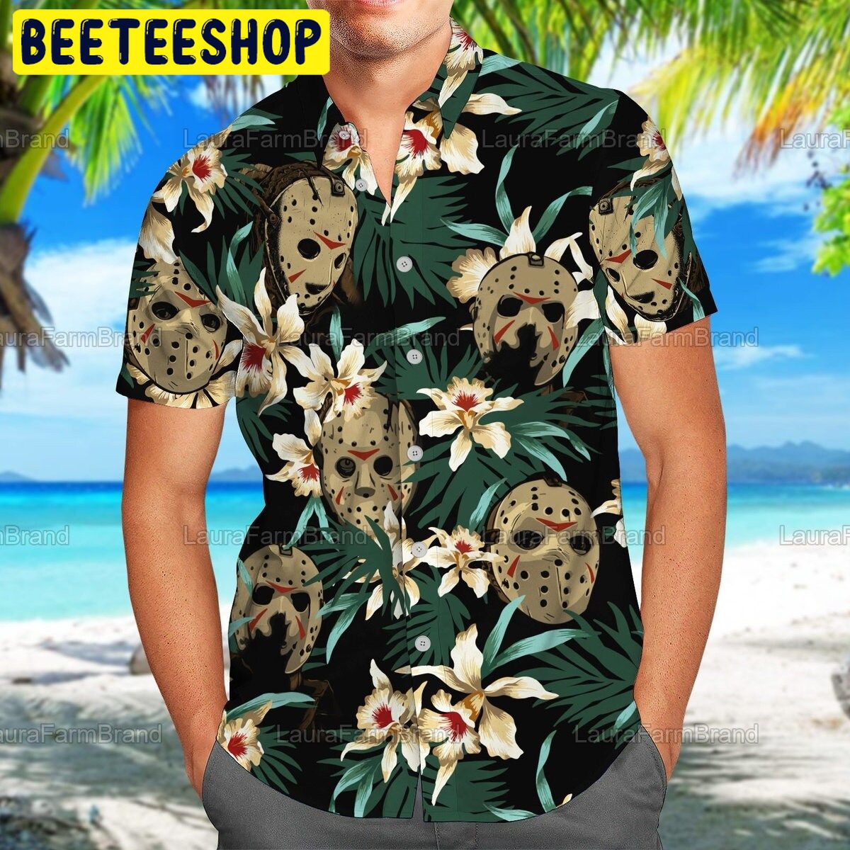 Jason Voorhees Tropical Halloween Trending Hawaiian Shirt-1