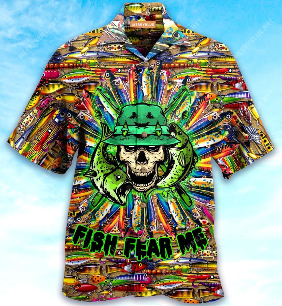 Just A Man Loves Fishing Skull Aloha Hawaiian Shirt Colorful Short Sleeve Summer Beach