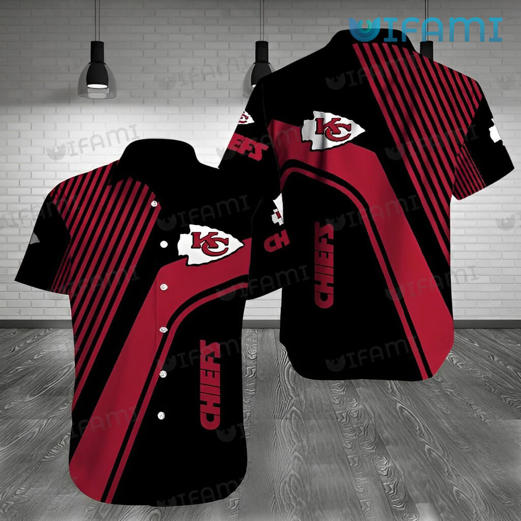 Kc Chiefs Hawaiian Shirt Stripe Pattern Logo Kansas City Gift