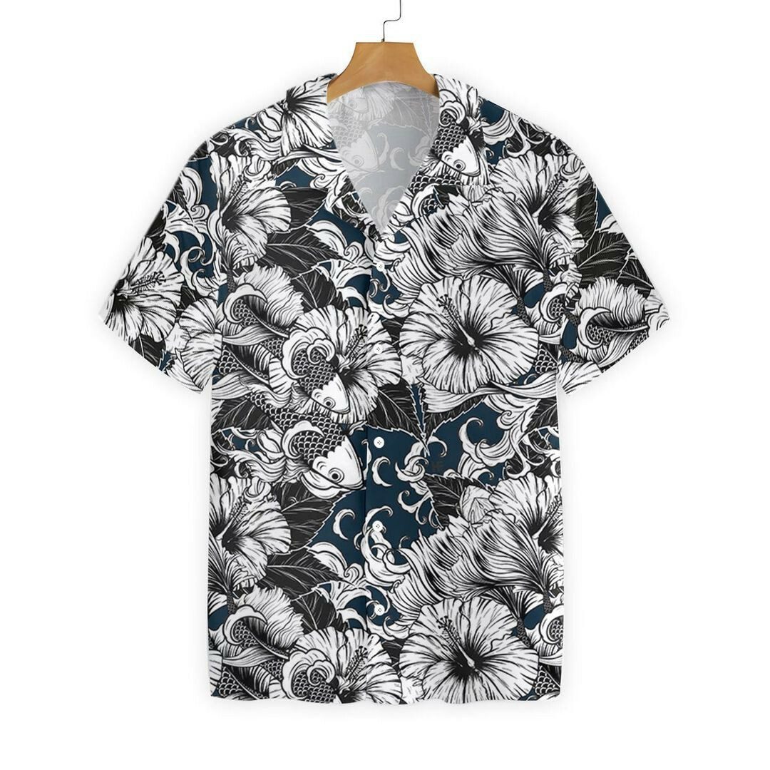Koi Fish And Hibiscus Flower Hawaiian Shirt