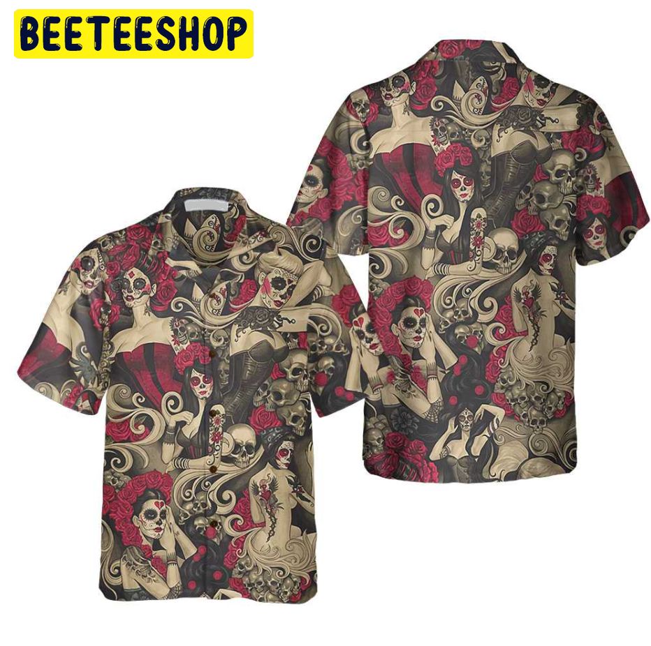 Las Elegantes Day Of The Dead Trending Hawaiian Shirt-1