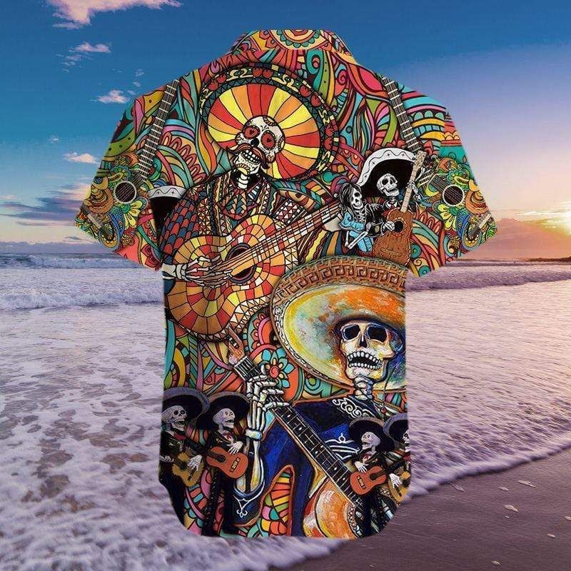 Lets Play A Guitar Skull Unisex Hawaiian Shirts