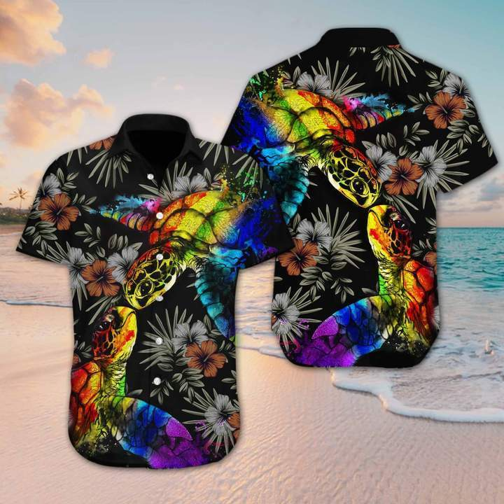 Lgbt Turtle Flower Hawaiian Shirt Hawaiian Shirt Gay Pride Hawaiian Shirt