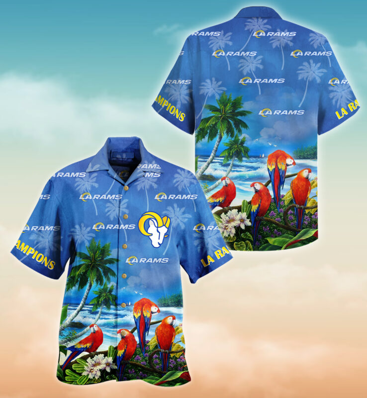 Los Angeles Rams Parrots Tropical Hawaiian Shirt Short 3d For Fans-1