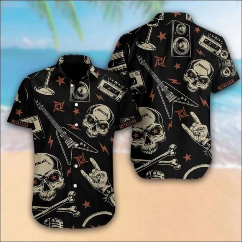 Metallica Black Skull Hawaiian Shirt