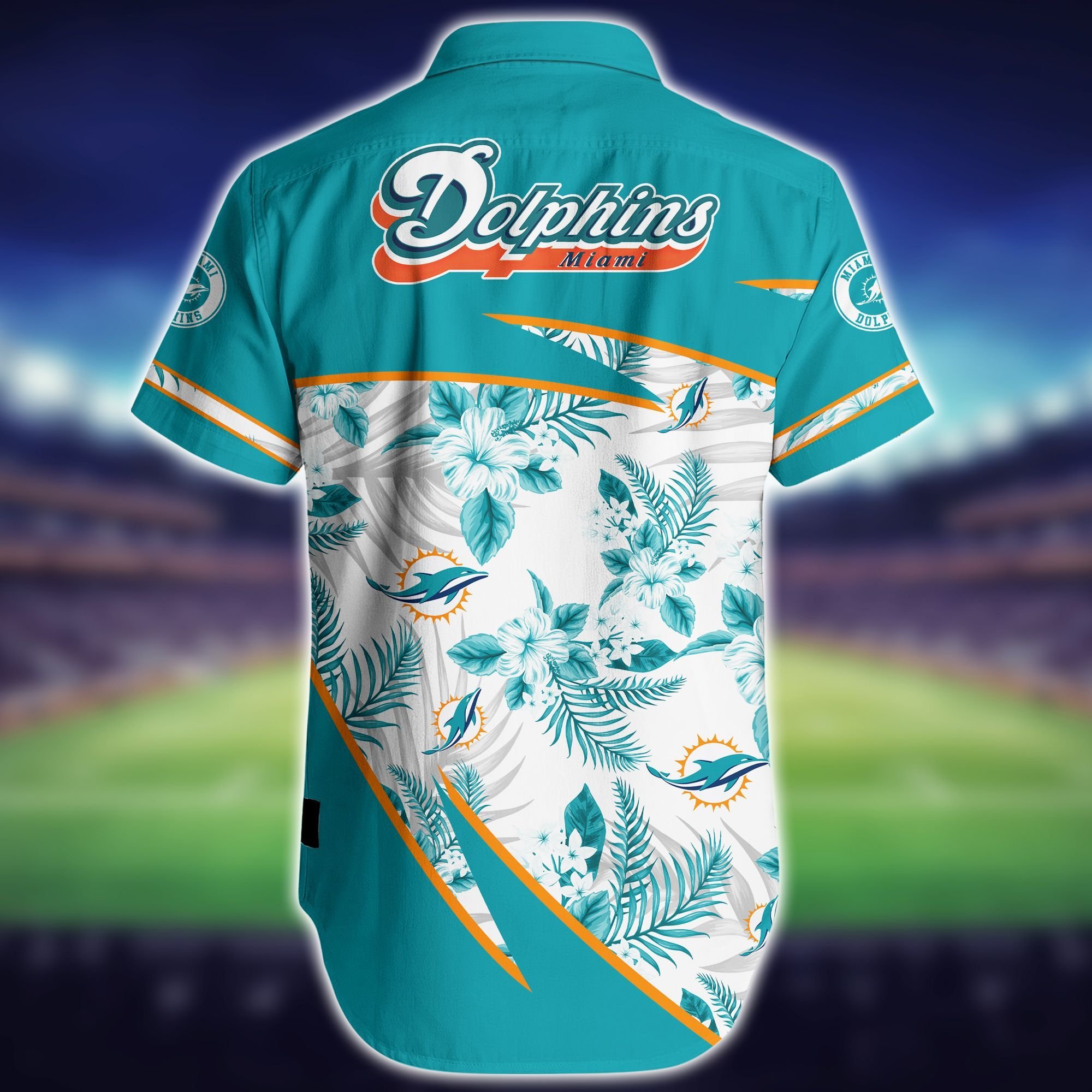 Miami Dolphins Nfl Hawaiian Flower Full 3d Shirt-1