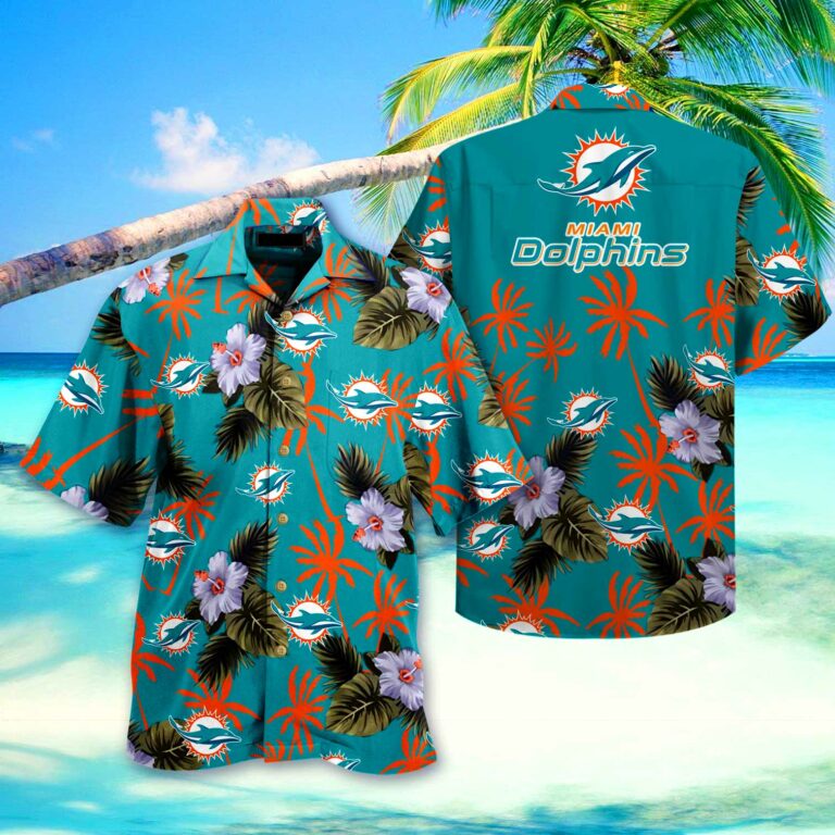 Miami Dolphins Nfl Hawaiian Shirt Short 3d For Fans-1