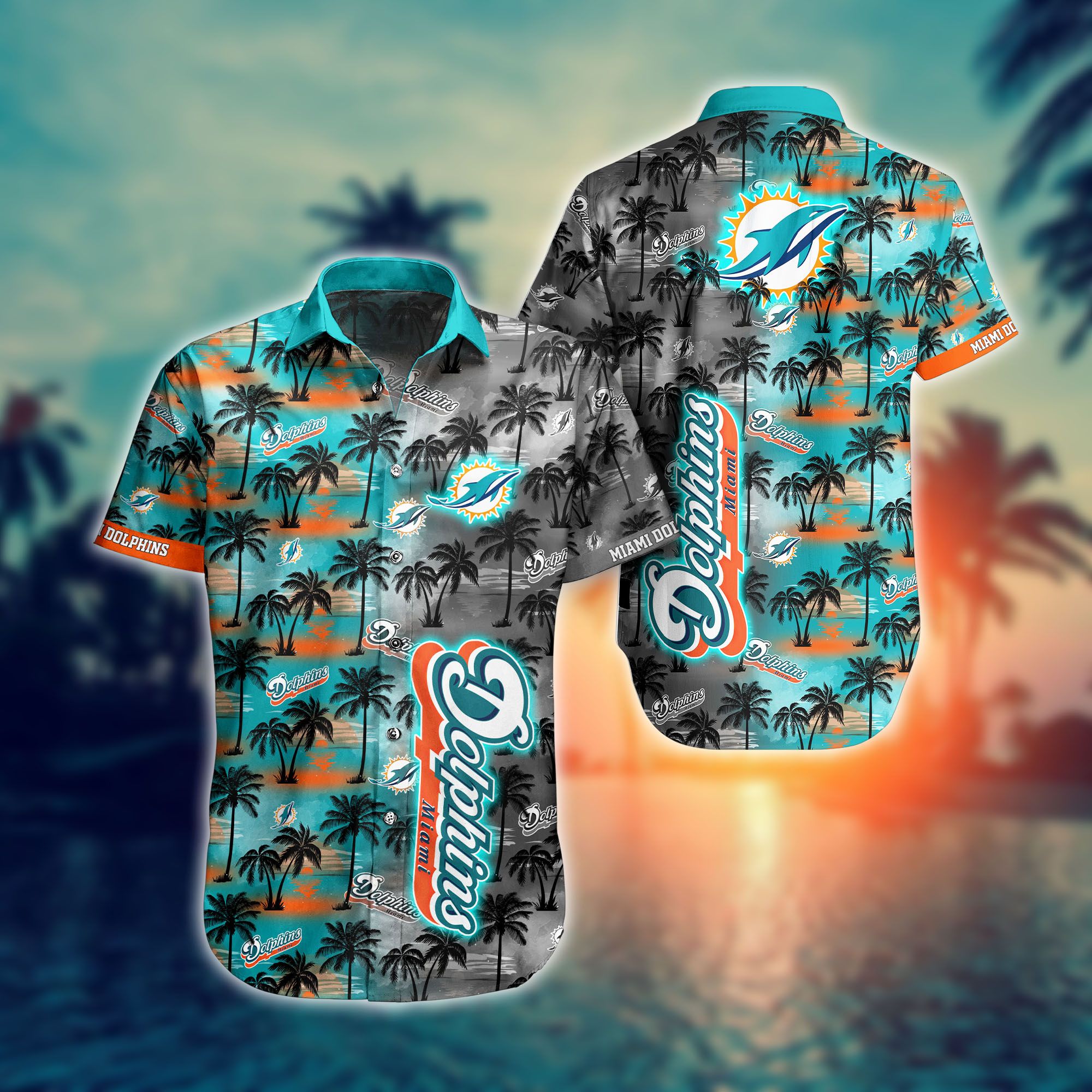Miami Dolphins Nfl Hawaiian Shirts And Shorts For Fans-1
