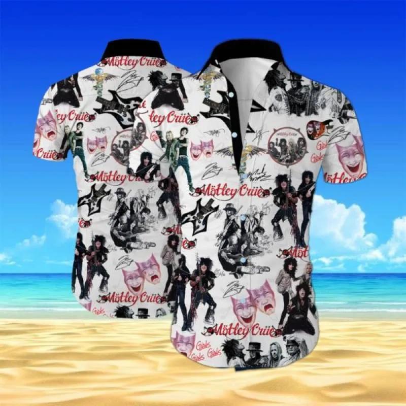 Motley Crue Band All Over Pinted Hawaiian Shirt