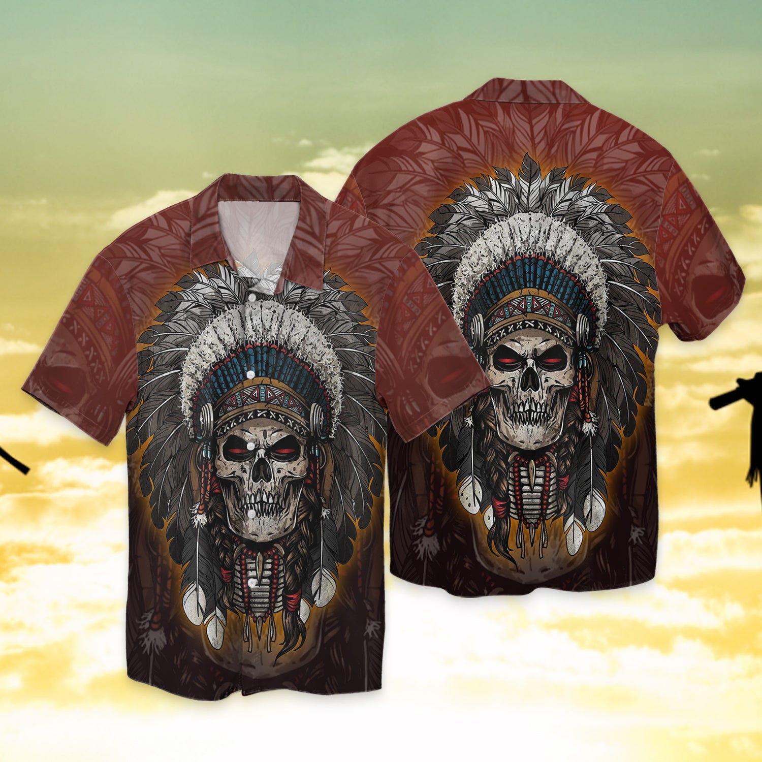 Native American Hawaiian Shirt V2 Native Skull Shirt Gift For Native American