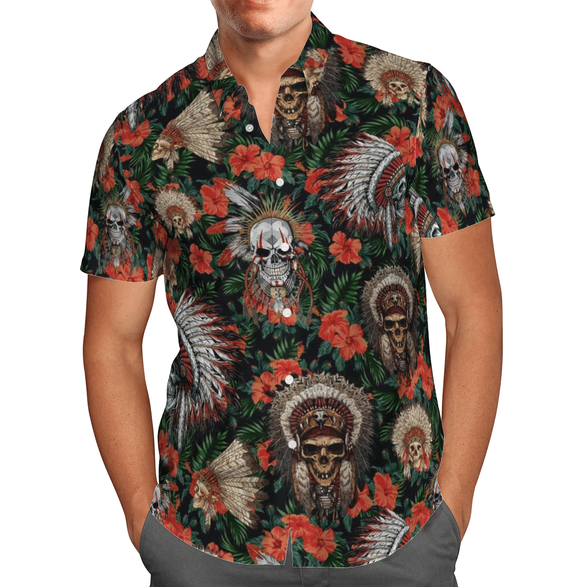 Native American Skull Hawaiian Shirt